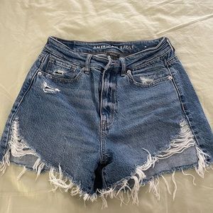 American Eagle high waisted distressed denim shorts, size 4